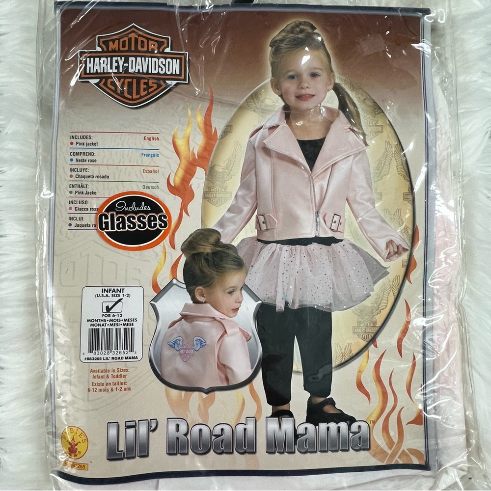 Harley-Davidson Pink and Black Lil' Road Mama Jacket glasses Kids Costume NEW